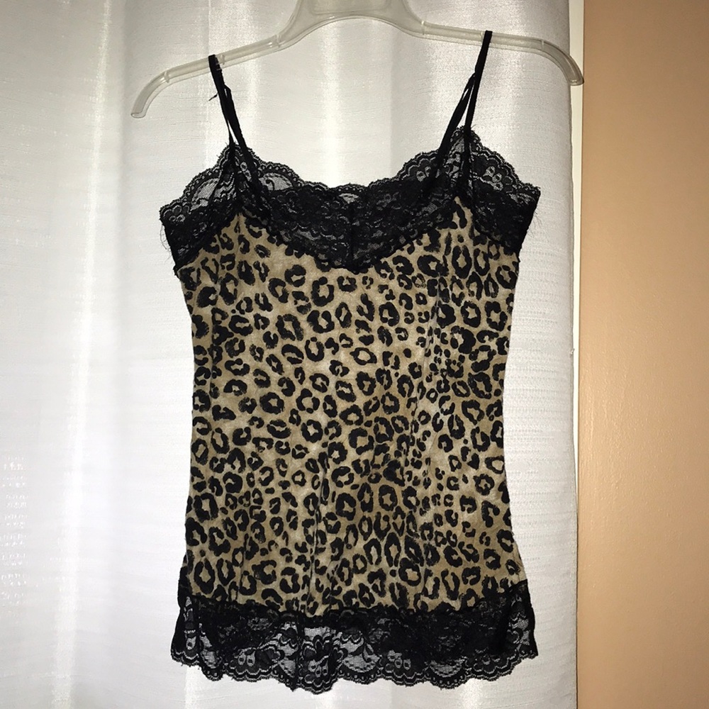 Leopard with lace tank top